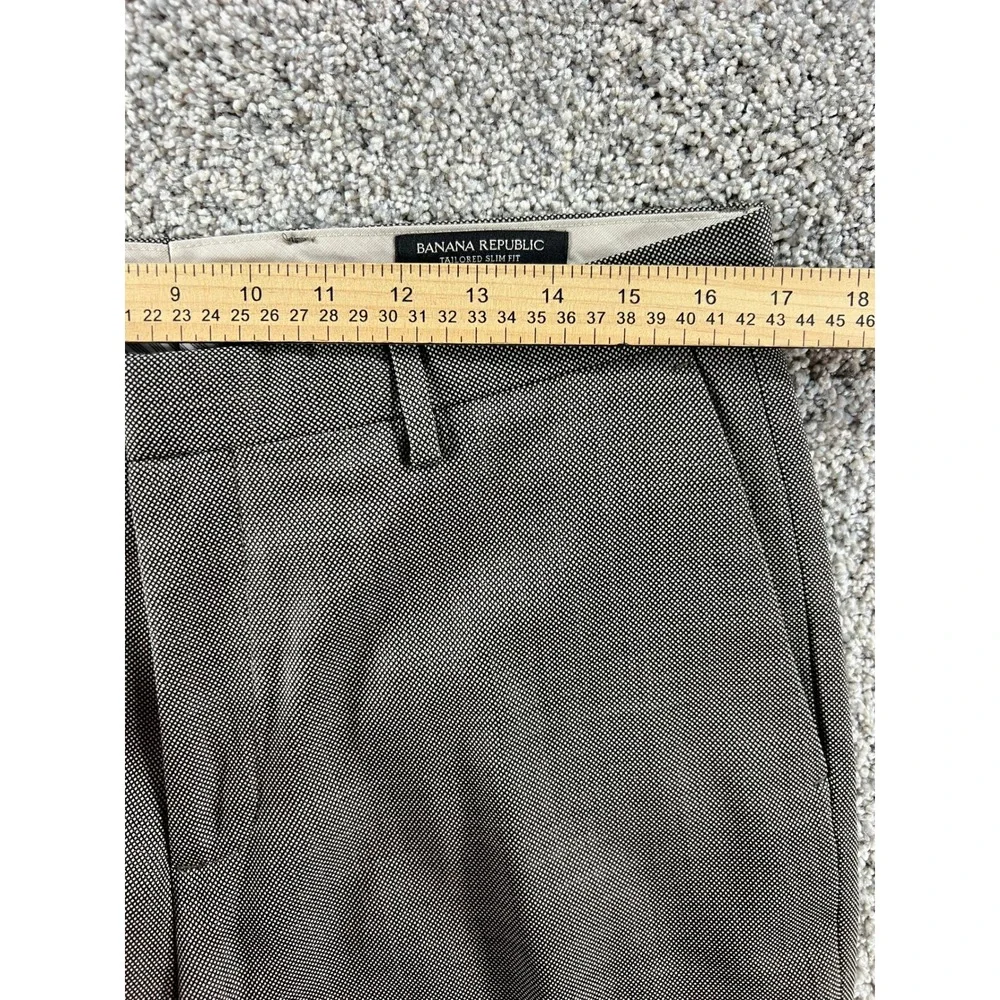 Banana Republic Mens 33x32 Tailored Slim Fit Brown Wool Dress Pants